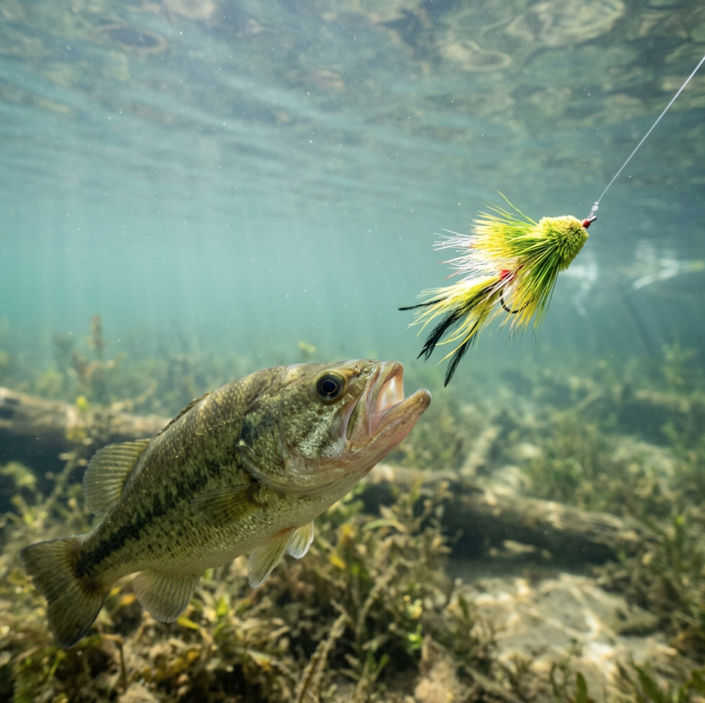  Largemouth Bass chasing a Dahlburg DIver
