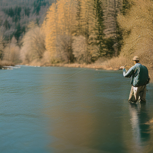 fly fishing in a river