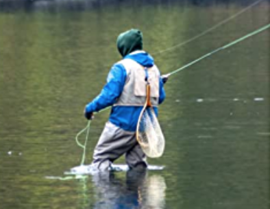 fly fishing in a river